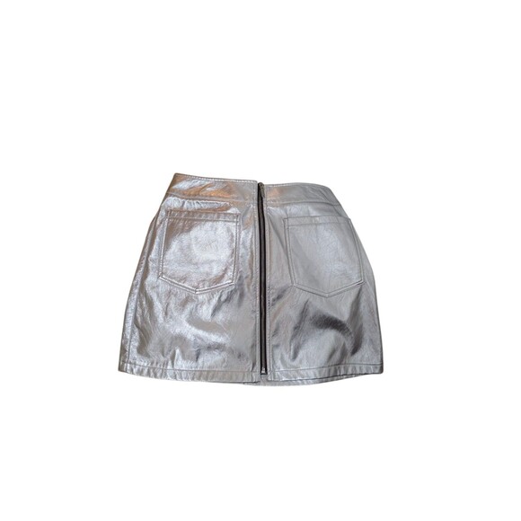 Love Fire Metallic Faux Leather Zip "Zenon" Style Mini Skirt L - Picture 1 of 3